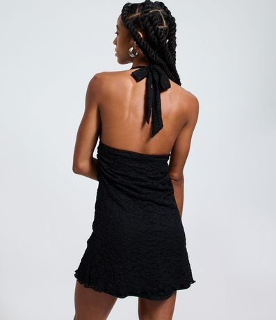 Vestido Frente Única en Encaje Texturizada con Breteles Largas 3