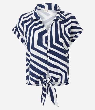 Blusa Sastrería en Piquet con Estampado Geométrico