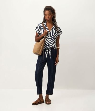 Blusa Sastrería en Piquet con Estampado Geométrico 2