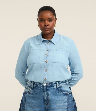 Camisa en Jeans con Bolsillos Delanteros Curve & Plus Size 2