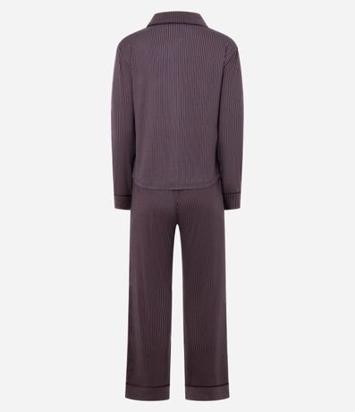 Pijama Femenina Larga Americana Toque Suave Listrado 6