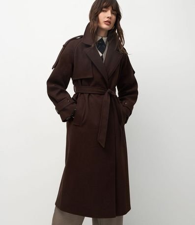 Trench Coat em Polyvelour com Faixa para Amarração 5