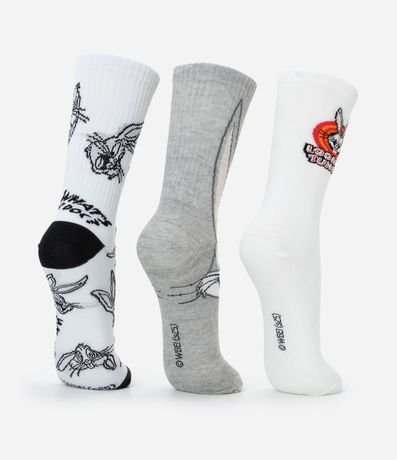 Kit 03 Media Caña Larga en Algodón con Estampa de Bugs Bunny 3