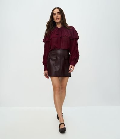 Blusa en Chiffon con Volados y Lazo Delantero 2