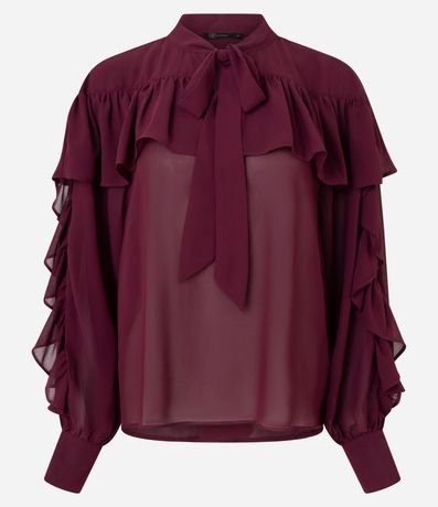 Blusa en Chiffon con Volados y Lazo Delantero 5