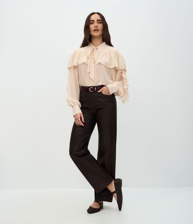 Blusa en Chiffon con Volados y Lazo Delantero 2