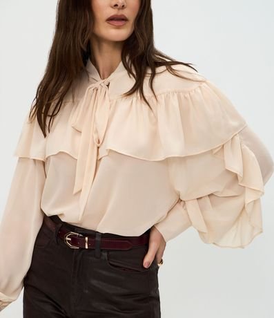 Blusa en Chiffon con Volados y Lazo Delantero 4