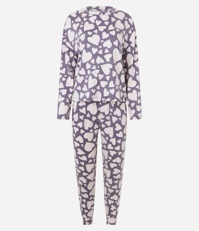 Pijama Larga en Peach Touch con Estampa de Corazón 5
