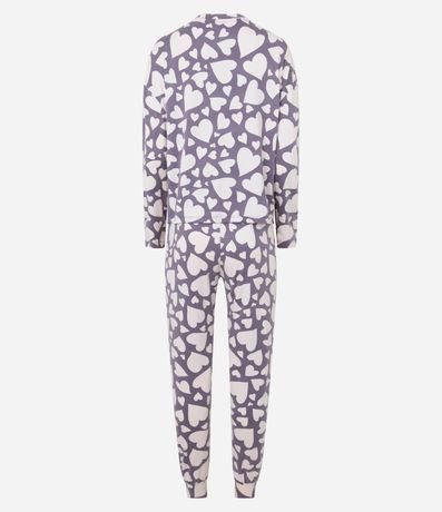 Pijama Larga en Peach Touch con Estampa de Corazón 6