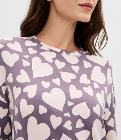 Pijama Larga en Peach Touch con Estampa de Corazón 3