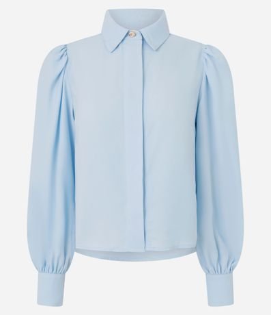 Camisa en Crepé con Botón Diferenciado y Manga Abullonada 6