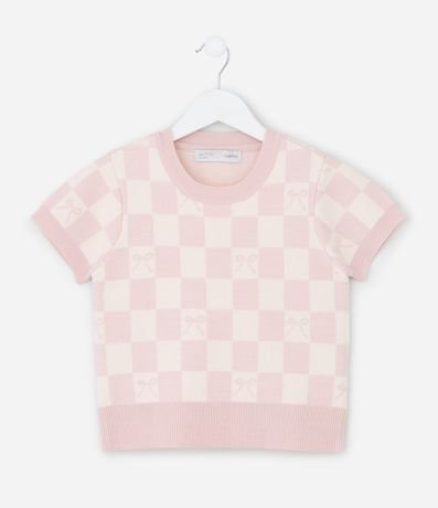 Remera Infantil en Jacquard de Cuadros con Moñitas – Talle 5 a 14 años 2
