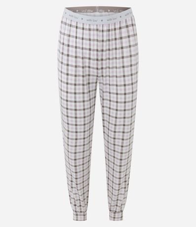 Pijama Largo en Peach Touch con Estampa de Cuadros 3