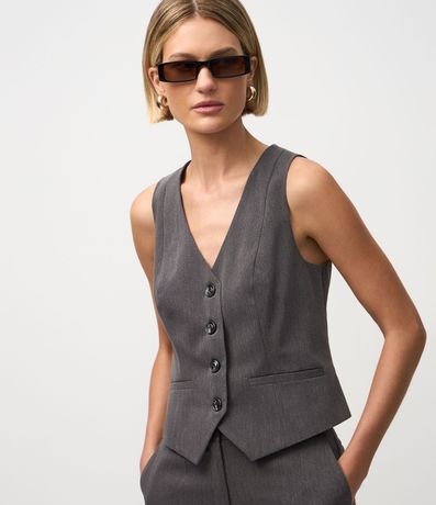 Chaleco Sastrería con Escote en V y Abotonado Delantero