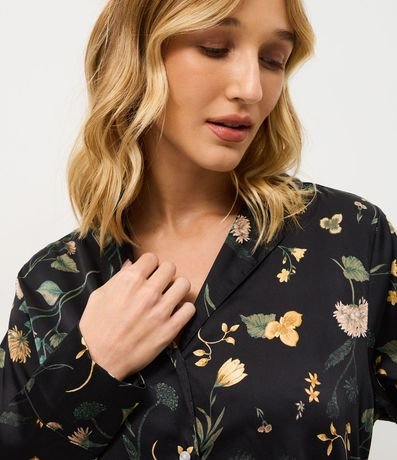 Pijama Larga Americana en Satén con Estampa Floral 3