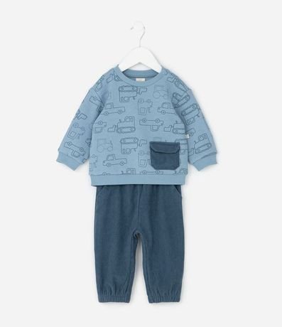 Conjunto Infantil Saco de Carritos y Pantalón Acanalado – Talle 0 a 24 Meses