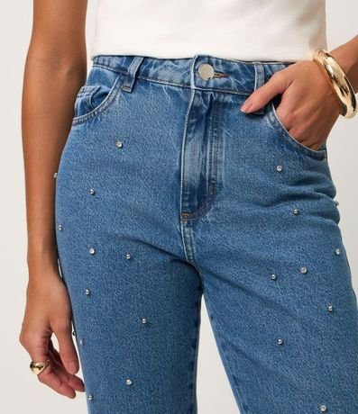 Pantalón recto en Jeans con Brilhos 3
