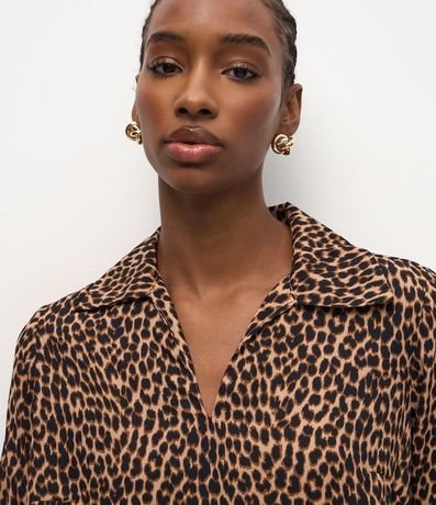 Blusa Femenina Manga Larga Animal Print Leopardo Chiffon 3