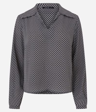 Blusa Femenina Manga Larga Mini Pied-de-Poule Chiffon 4