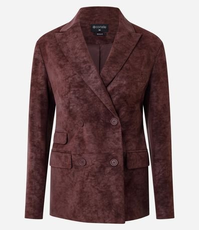 Blazer Estructurado en Gamuza con Abotonado Traspasado 5