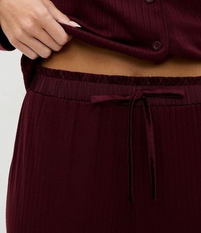 Pijama Largo Rib Modelo Americano con Cintura Satinada 4