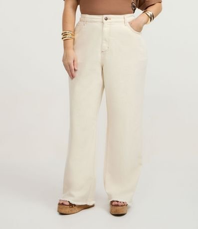Pantalón Recto en Sarga con Terminación Deshilachada Curve & Plus Size 2