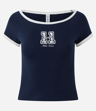 Blusa con Detalles Contrastantes y Estampa Numeral 5