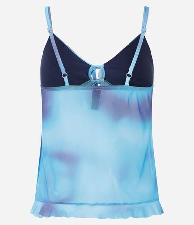 Blusa en Tule con Estampa Abstracta y Lazo Delantero 6