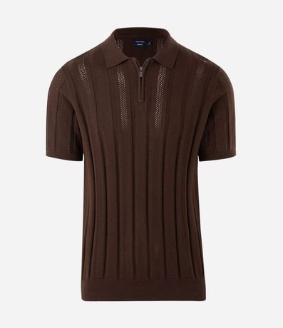 Camisa Cuello Polo con Cremallera en Algodón Texturizada 5