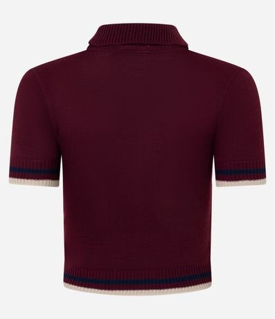 Blusa en Punto con Cuello Polo y Lettering Bordado 6