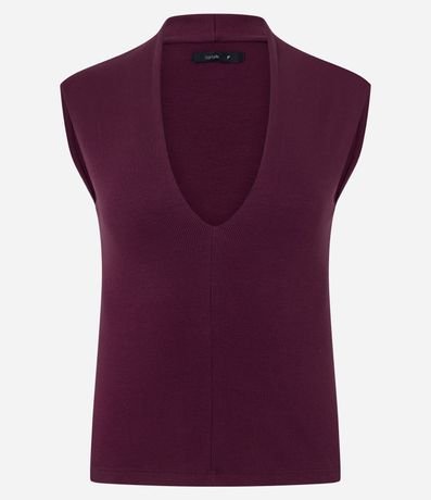 Blusa Musculosa en Rib con Bretel Ancho y Escote V 5
