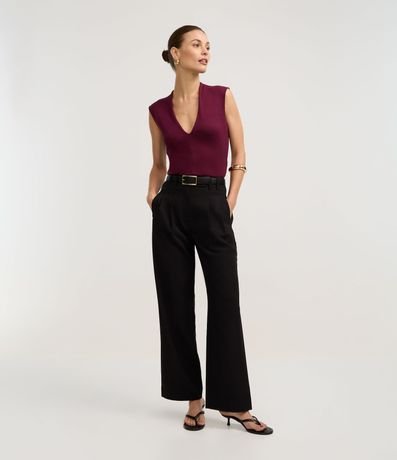 Blusa Musculosa en Rib con Bretel Ancho y Escote V 2