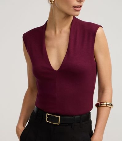 Blusa Musculosa en Rib con Bretel Ancho y Escote V 4