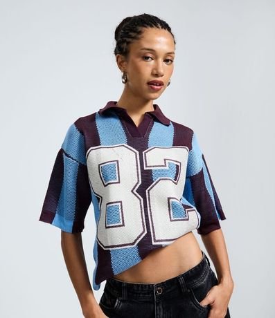 Remera Polo en Punto Sportcore con Lettering 82