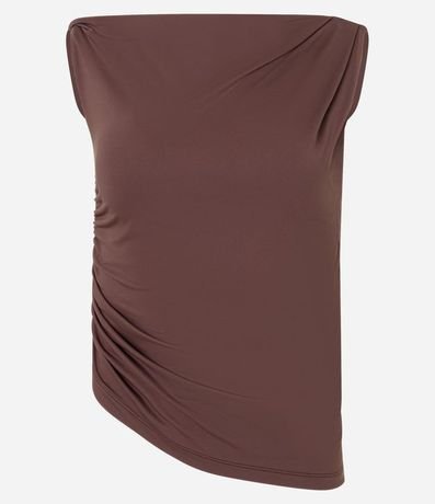 Blusa en Microfibra con Escote Hombro Único y Fruncidos 4