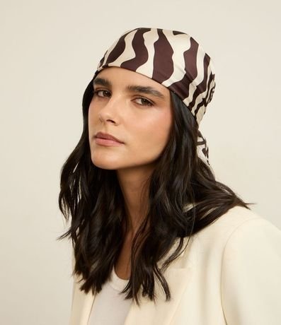 Pañuelo de Satén con Estampado de Zebra