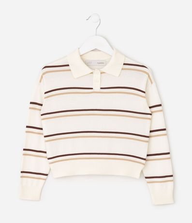 Saco Punto Listrado con Cuello Polo - Talle 5 a 14 años 2