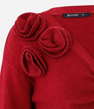 Cardigan en Punto con Flor Aplicada en el Hombro 2