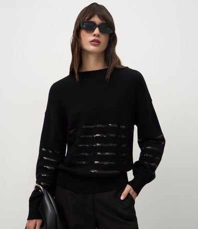 Suéter Regular en Tricot con Estampa Rayada