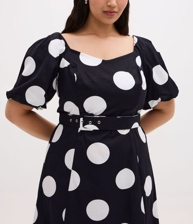 Vestido Midi con Estampado de Lunares y Cinturón con Hebilla Curve & Plus Size 3