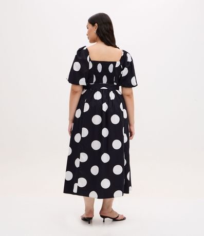 Vestido Midi con Estampado de Lunares y Cinturón con Hebilla Curve & Plus Size 4