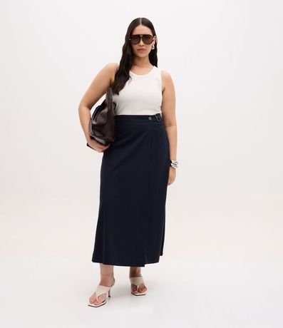 Pollera Midi Sastre con Hebilla Lateral Curve & Plus Size