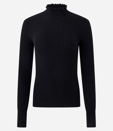 Blusa Regular en Punto Texturizado con Cuello Frufru 5