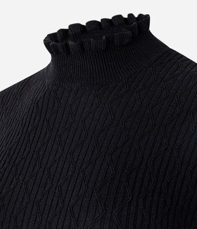 Blusa Regular en Punto Texturizado con Cuello Frufru 6