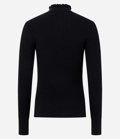 Blusa Regular en Punto Texturizado con Cuello Frufru 7