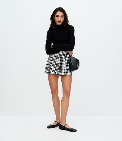 Blusa Regular en Punto Texturizado con Cuello Frufru 2