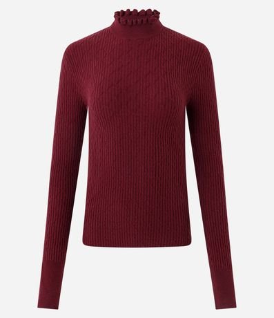 Blusa Regular en Punto Texturizado con Cuello Frufru 5