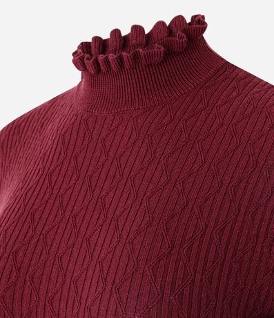 Blusa Regular en Punto Texturizado con Cuello Frufru 6
