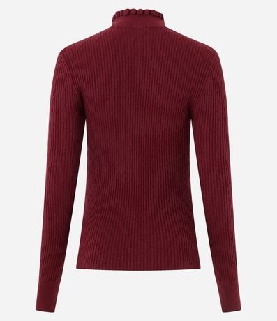 Blusa Regular en Punto Texturizado con Cuello Frufru 7