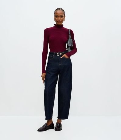 Blusa Regular en Punto Texturizado con Cuello Frufru 2